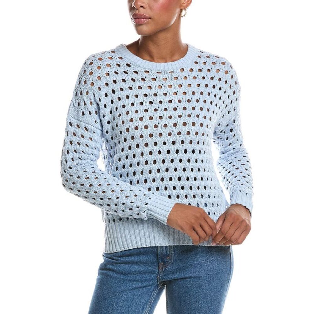Autumn Cashmere Womens  Mesh Crewneck Sweater, Gray